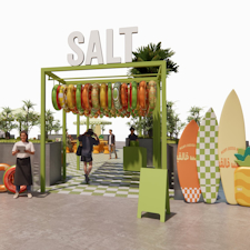 Salt Summer Market pop-up design by Studio Königshausen. A fruity and immersive brand experience. Our design ethos revolves around authenticity and community connection.